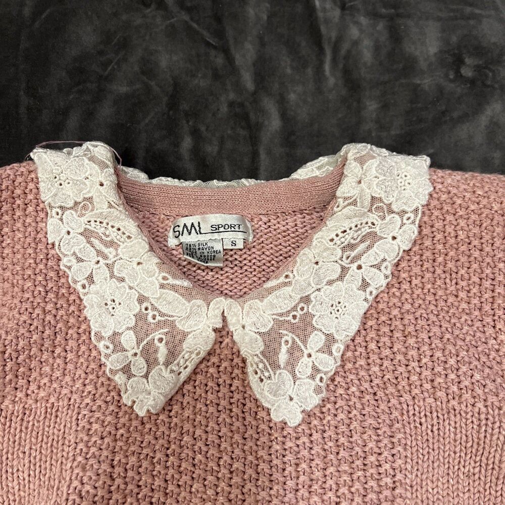 Vintage Silk Rayon Sweater Pink Collared SML Sport Knit Size S - Picture 2 of 9